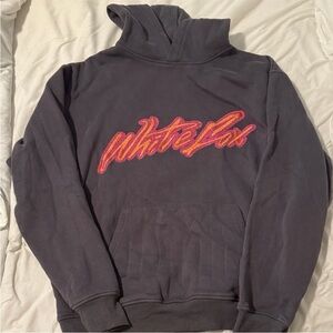 White Fox Boutique Charcoal Hoodie with Pink Logo